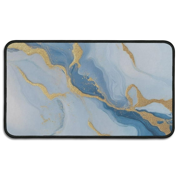 Blue Marble Gold Wave Pattern Door Rugs,Washable Non Slip Door Mats Indoor,Decorative Door Mats,Entry Mat Indoor for Entrance,Bedroom,Kitchen,Bathroom,30"x17"
