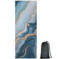 thumbnail image 1 of Blue Marble Gold Wave Pattern Hot Yoga Mat Towel Non Slip for Hot Yoga - Quick-Drying Yoga Mat Cover with 4 Corner Pockets with Travel Bag - Hot Yoga Towel Non Slip 70"x26", 1 of 6