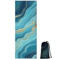thumbnail image 1 of Blue Marble Gold Wave Pattern Hot Yoga Mat Towel Non Slip for Hot Yoga - Quick-Drying Yoga Mat Cover with 4 Corner Pockets with Travel Bag - Hot Yoga Towel Non Slip 70"x26", 1 of 6