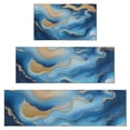 thumbnail image 1 of Blue Marble Gold Wave Pattern Kitchen Rugs Sets Of 3,Kitchen Runner Rugs Non Skid Washable,Decorative Kitchen Floor Mats for Kitchen,Sink,Laundry,17"x30"+ 17"x47" + 17"x59", 1 of 6