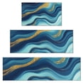 thumbnail image 1 of Blue Marble Gold Wave Pattern Kitchen Rugs Sets Of 3,Kitchen Runner Rugs Non Skid Washable,Decorative Kitchen Floor Mats for Kitchen,Sink,Laundry,17"x30"+ 17"x47" + 17"x59", 1 of 6
