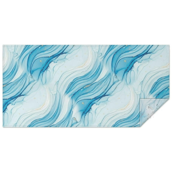 Blue Marble Gold Wave Pattern Rectangle Tablecloth 60"x120",Waterproof Polyester Rectangle Table Cloth, Wipeable Spillproof Polyester Tablecloth for Dining, Camping, Indoor and Outdoor