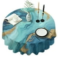 thumbnail image 1 of Blue Marble Gold Wave Pattern Round Tablecloth 60"x60",Wrinkle Wipeable Table Cloth for Kitchen Dining Room Picnic Patio Party, 1 of 6