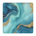 thumbnail image 1 of Blue Marble Gold Wave Pattern Square Fitted Tablecloth with Elastic Edge,Square Table Cover,Washable Elastic Table Cover for Home Kitchen Party Decor 34"x34", 1 of 6