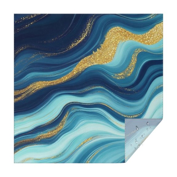 Blue Marble Gold Wave Pattern Square Tablecloth,Waterproof Square Table Cover,Wipeable Spillproof Washable Table Cover for Home Kitchen Party Decor 42"X42"(107x107cm)