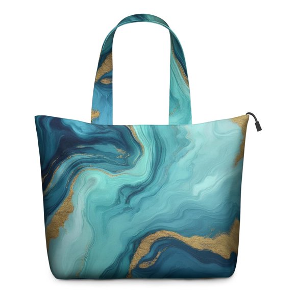 Blue Marble Gold Wave Pattern Travel Tote Bags for Women Carry On,Large Weekender Bags for Women Travel,Multi Functional Duffle Bag for Work,Shopping,Sports