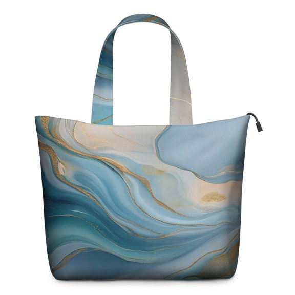 Blue Marble Gold Wave Pattern Travel Tote Bags for Women Carry On,Large Weekender Bags for Women Travel,Multi Functional Duffle Bag for Work,Shopping,Sports