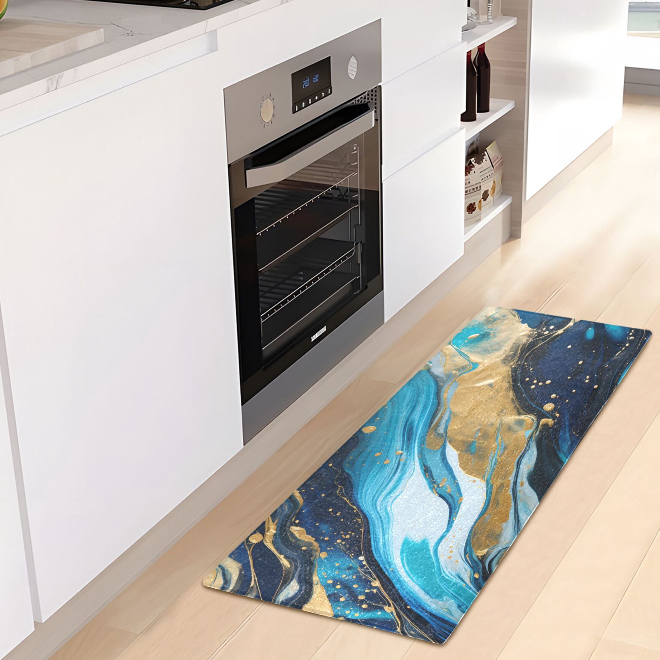 Blue Marble Golden Luxury Kitchen Rug Non Slip Bathroom Plush Mat Shaggy Bedroom Carpet 39"x20 ...