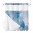 thumbnail image 1 of Blue Marble No Hook Shower Curtain Waterproof,Bathroom Curtains with Snap in Liners and See Through Top Window,Modern Abstract Art Yellow Lines Ink Painting Hotel Bathtub Curtains Shower 66"Wx72"L, 1 of 8