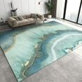 thumbnail image 1 of Blue Marble Ink Texture Living Room Area Rug, Golden Abstract Swirl Washable Non-Slip Rug, Large Area Rug, Soft, Durable, Foldable For Bedroom Balcony 4x6ft, 1 of 6