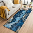 thumbnail image 1 of Blue Marble Kitchen Runner Rug 2x6 Washable Runners for Hallway Non Slip Contemporary Abstract Golden Foil Texture Large Area Rug Indoor Floor Carpet for Bathroom Laundry Entryway Bedroom Living Room, 1 of 8