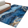 thumbnail image 1 of Blue Marble Large Area Rugs for Bedroom Living Room, Soft Non Slip Carpet Bedside Rug, Contemporary Abstract Golden Foil Texture Rectangular Floor Cover Kitchen Accent Rug 2.7'x5' for Office, 1 of 9