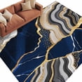 thumbnail image 1 of Blue Marble Large Area Rugs for Bedroom Living Room, Soft Non Slip Carpet Bedside Rug, Grey Gold Texture Vintage Farmhouse Art Rectangular Floor Cover Kitchen Accent Rug 5'x7' for Dining Room/Office, 1 of 9