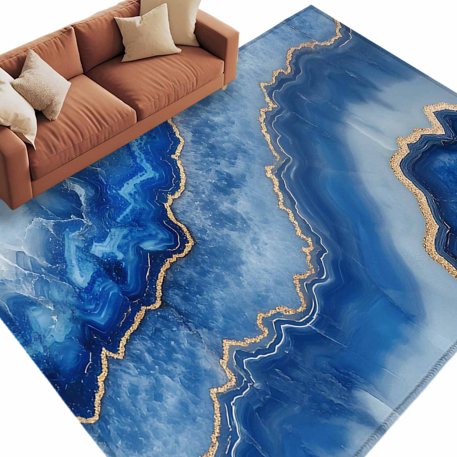 Blue Marble Rug Pattern Blue Marble Large Area Rugs for Bedroom Living Room, Soft Non Slip ...