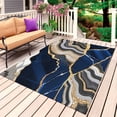 thumbnail image 1 of Blue Marble Outdoor Rug for Patio/Deck/Porch, Non-Slip Large Area Rug 6 x 9 Ft, Grey Gold Texture Vintage Farmhouse Art Indoor Outdoor Rugs Washable Area Rugs, Reversible Camping Rug Carpet Runner, 1 of 8