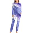 thumbnail image 1 of Blue Marble Pajamas Abstract Print Cute Pajama Sets Women Long-Sleeve Aesthetic Nightwear, 1 of 7