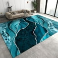 thumbnail image 1 of Blue Marble Pattern Area Rug, Modern Turquoise Rugs For Living Room, With Anti-Slip Backing Washable Indoor Carpet For Living Room Bedroom Study Dining Room 3x4ft, 1 of 6