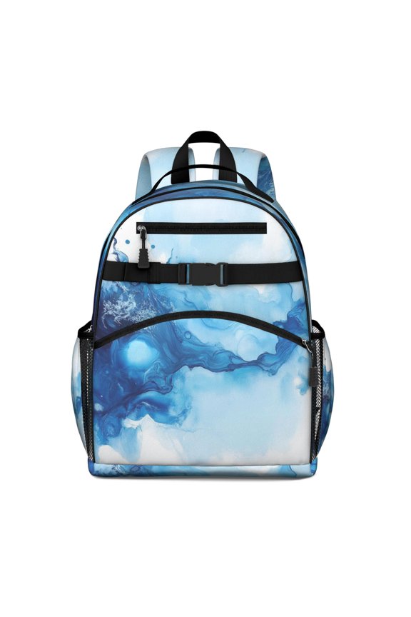 Blue Marble Pattern Backpack for School,Cute School Bag,Schoolbag with Adjustable Shoulder Straps & Padded Back,15.25"x11.5"x5.25"