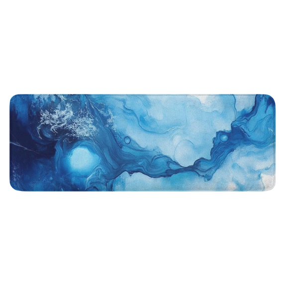 Blue Marble Pattern Kitchen Rug Mat,Kitchen Runner Rugs Non Skid Washable,Decorative Kitchen Floor Mats for Kitchen,Sink,Laundry,17"x47.2"