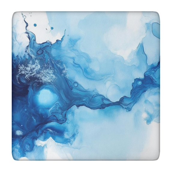 Blue Marble Pattern Square Fitted Tablecloth with Elastic Edge,Square Table Cover,Washable Elastic Table Cover for Home Kitchen Party Decor 36"x36"