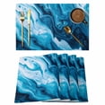thumbnail image 1 of Blue Marble Placemats Set of 4 Abstract Vintage White Oil Painting Place Mats Indoor Wipeable Table Mats Washable Cloth Dining Table Placemats for Kitchen Holiday Party Home Decor 13x19 Inch, 1 of 9