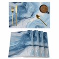 thumbnail image 1 of Blue Marble Placemats Set of 4, Summer Ocean Wave Blue Ombre Placemats for Dining Table, Place Mats for Kitchen Tabletop, Waterproof Wipeable Dining Table Mats Set, 1 of 9