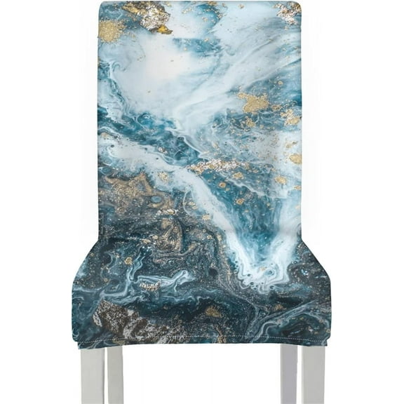 Blue Marble Print Seat Chair Cover for Dining Room,4 Piece Stretchy Dining Chair Slipcover Removable Chair Furniture Protectors