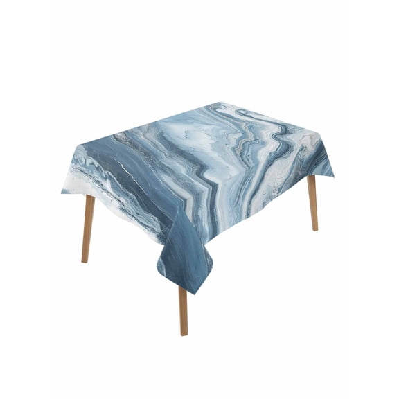 Blue Marble Rectangle Tablecloth, Abstract Ink Painting Art Modern Waterproof & StainResistant Tablecloth, Washable Oil-proof Table Cover for Dining/Party/Wedding/Camping/Buffet 52x70 In