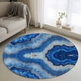 thumbnail image 1 of Blue Marble Round Area Rug 3.3 FT, Non Slip Small Entryway Kitchen Mat, Modern Luxury Granite Surface Motif Sketch Washable Soft Circular Rug Non-Shedding Door Mat for Bathroom Playroom Kids Room, 1 of 9