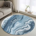 thumbnail image 1 of Blue Marble Round Area Rug 4 FT, Non Slip Indoor Outdoor Rug, Abstract Ink Painting Art Modern Washable Soft Circular Carpet Non-Shedding Floor Mat for Coffee Table Nursery Foyer Balcony, 1 of 8