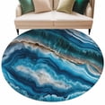 Blue Marble Round Rug 6ft Washable Circle Kitchen Rugs Non Slip Modern ...