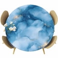 thumbnail image 1 of Blue Marble Round Tablecloth 36-44 Inch Round Fitted Table Cloth with Elastic Edge, Ink Painting Art Luxury Modern Waterproof Table Cover Protector for Outdoor Picnic Party Dining, 1 of 6