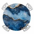 thumbnail image 1 of Blue Marble Round Tablecloth for 45-54 Inch Tables,Fitted Table Cover with Elastic Edge,Contemporary Abstract Golden Foil Texture Waterproof Outdoor Table Cloth Protector for Patio Garden Dinner, 1 of 9