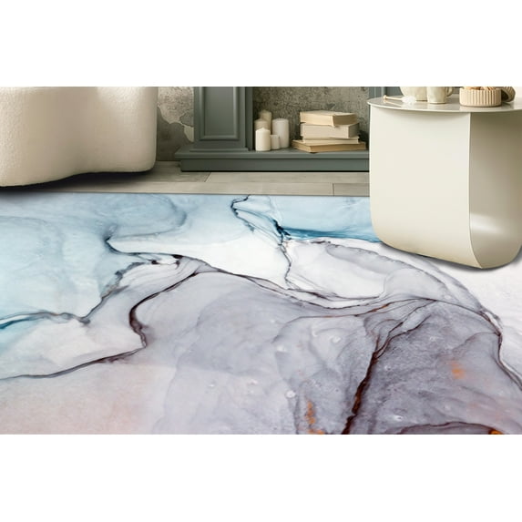Blue Marble Rugs, Alcohol Ink Rugs, Accent Rug, Luxury Marble Rug, Blue and Purple Marble Rugs, Non Slip Rug, Modern Rug, Door Mat Rugs, 5.9'x9.2' - 180x280 cm