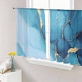 thumbnail image 1 of Blue Marble Sheer Curtains 45 Inch Length 2 Panels Set, Modern Abstract Art Ink Painting Luxury Voile Window Treatment Rod Pocket Small Kitchen Curtains Drapes for Bedroom 52"x45"x2, 1 of 7