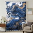 thumbnail image 1 of Blue Marble Sheer Curtains 45 Inches Long, Modern Minimalist Abstract Fluid Art Light Filering Curtains, Breathable Simi Curtain Privacy Drapes for Kitchen Bathroom Lightweight Small Window Treatment, 1 of 9