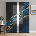thumbnail image 1 of Blue Marble Sheer Curtains 84 Inch Length 2 Panels Set, Gold Abstract Vintage Modern Black Art Voile Window Treatment Rod Pocket Curtains Sheers Drapes for Bedroom/Living Room/Kitchen 52"x84"x2, 1 of 7