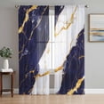 thumbnail image 1 of Blue Marble Sheer Curtains 96 Inch Length 2 Panels Set, Luxury Gold White Abstract Cracks Artwork Voile Window Treatment Semi Sheer Long Curtains Drapes for Bedroom/Living Room/Kitchen 52"x96"x2, 1 of 7