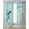 Blue Marble Sheer Curtains For Living Room Window Screening Transparent