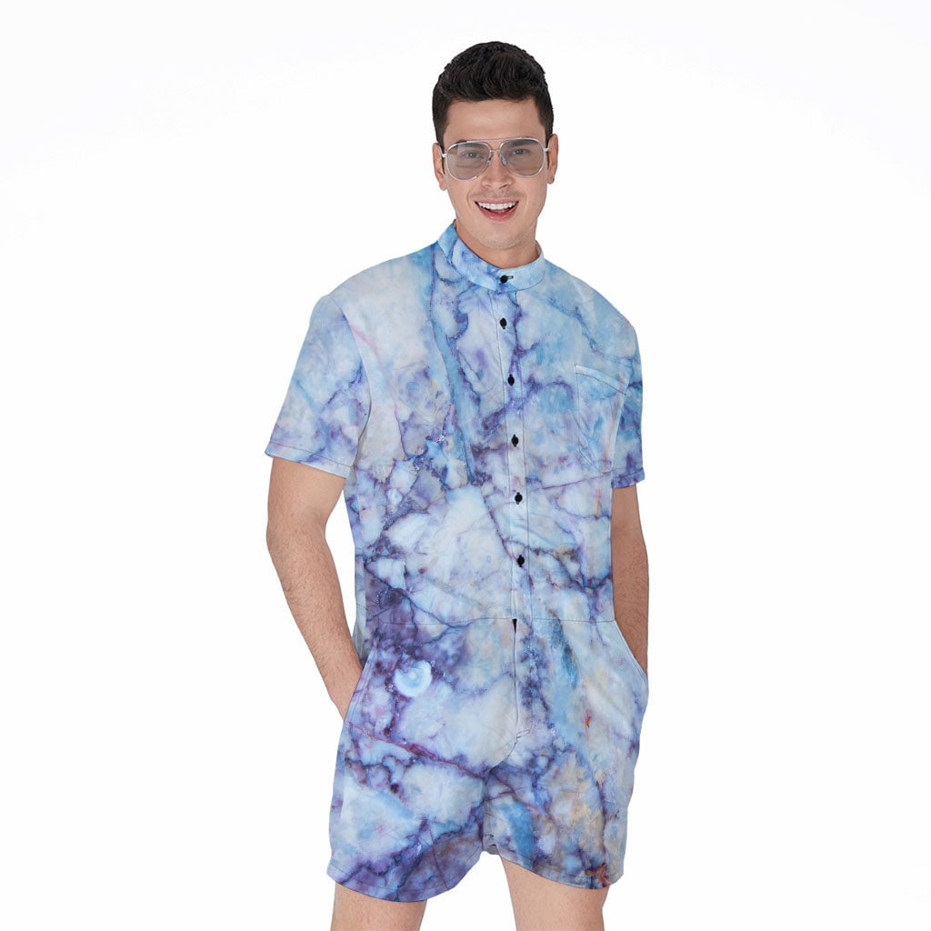 Blue Marble Short Sleeve Men'S Rompers Casual Summer Jumpsuits Outfit ...