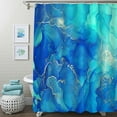 thumbnail image 1 of Blue Marble Shower Curtain, Abstract Royal Blue Fabric Shower Curtain for Bathroom, Modern Ombre Watercolor Ink Art Shower Curtain Set with Hooks, 72 x 72, 1 of 6