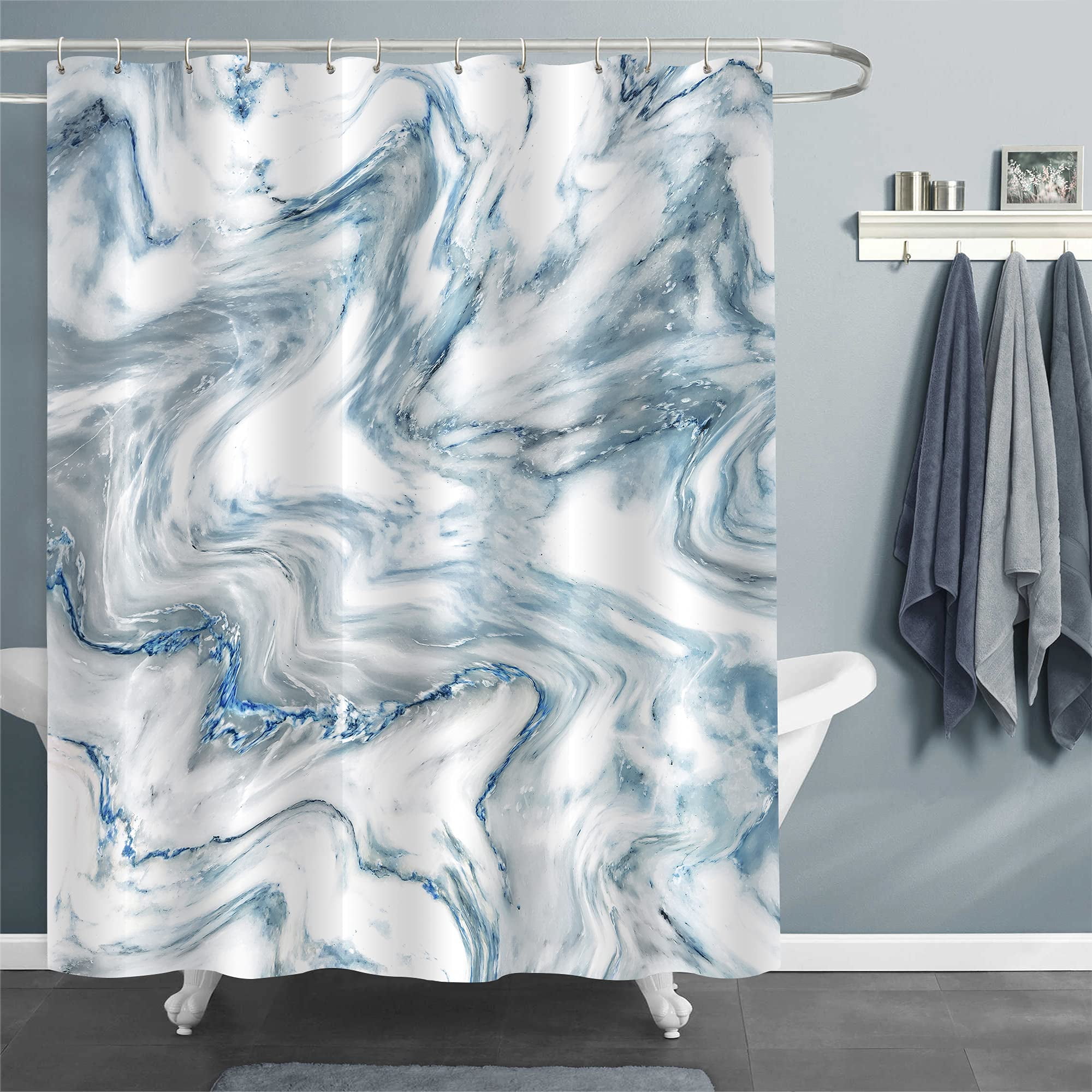 Blue Marble Shower Curtain Set, Abstract Modern Shower Curtain for Bathroom  Decor, Light Blue Standard Shower Curtain for Bathtub, Waterproof Washable Fabric  Shower Curtain, 72 x 72 - Walmart.com, image size:2000x2000