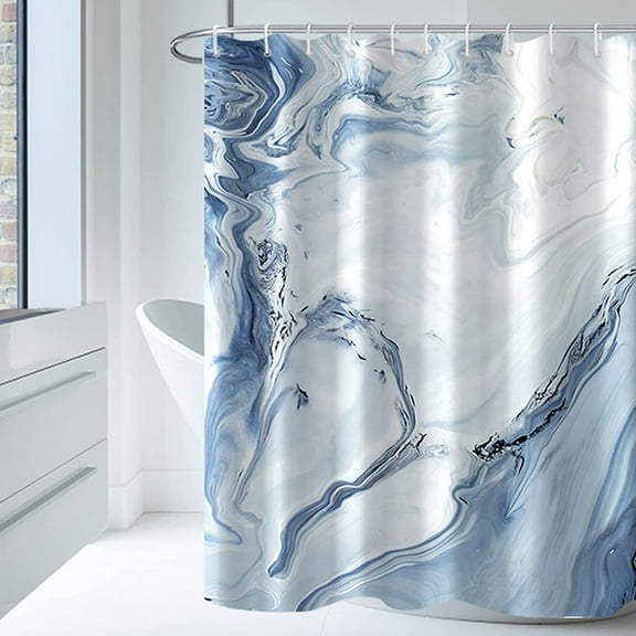 Blue Marble Shower Curtain Waterproof Fabric Shower Curtain for Bathroom Luxury Washable Shower Curtain with 12 Hooks,72x84 Inch\u2026