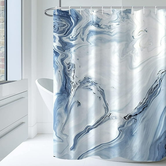 Blue Marble Shower Curtain Waterproof Shower Curtain for Bathroom Decor Printed Washable Shower Curtain with Hooks 84x72 Inch