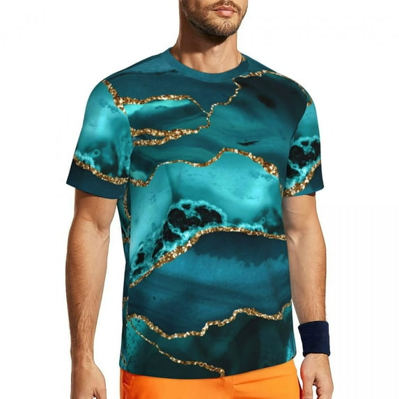 Blue Marble Sports T-Shirt Beach Abstract Print Retro T Shirts Popular Tshirt For Man Gra