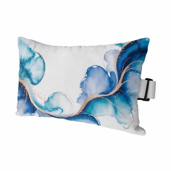 Blue Marble Stone Outdoor Pillows for Chaise Lounge Chair Waterproof Lumbar Pillows with Insert&Adjustable Elastic Strap Beach Headrest Pillow Ink Splash Country Marble Abstract Pool Pillow 11"x16"