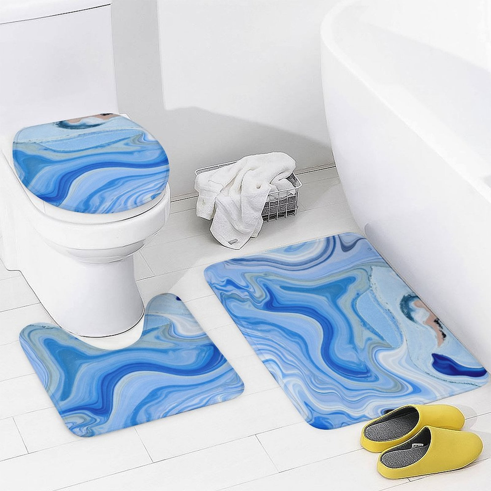 Blue Marble Swirl Art-1 Bathroom Mats Sets 3 Piece, Bath Mat Earth ...