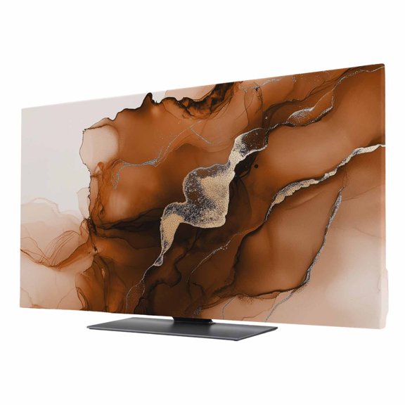Blue Marble TV Cover for 24 Inch Screen, Stretch Fabric Dustproof TV Display Protector, Modern Ombre Abstract Ink Painting Art Elastic Slipcover Monitor Cover for Indoor Desktop Computer 20.9"x11.8"