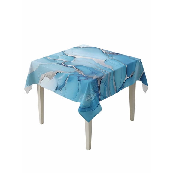 Blue Marble Table Cloth 54x54 Inch Square, Modern Abstract Art Blue Gradient Waterproof Tablecloth Washable Table Cover for Party Picnic Dinner Decor
