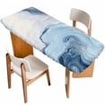thumbnail image 1 of Blue Marble Table Cloths for 8 Foot Rectangle Tables, Summer Ocean Wave Blue Ombre Patio Waterproof Elastic Fitted Tablecloths, Washable Rectangular Table Cover for Camping, 1 of 8